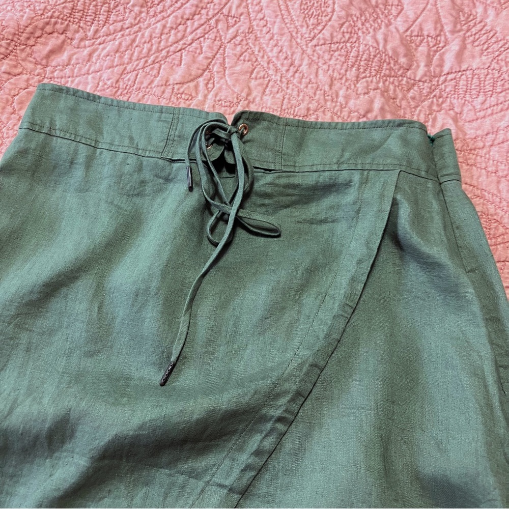 Anthropologie Sanctuary Green Linen Wrap Skirt S - Picture 4 of 9